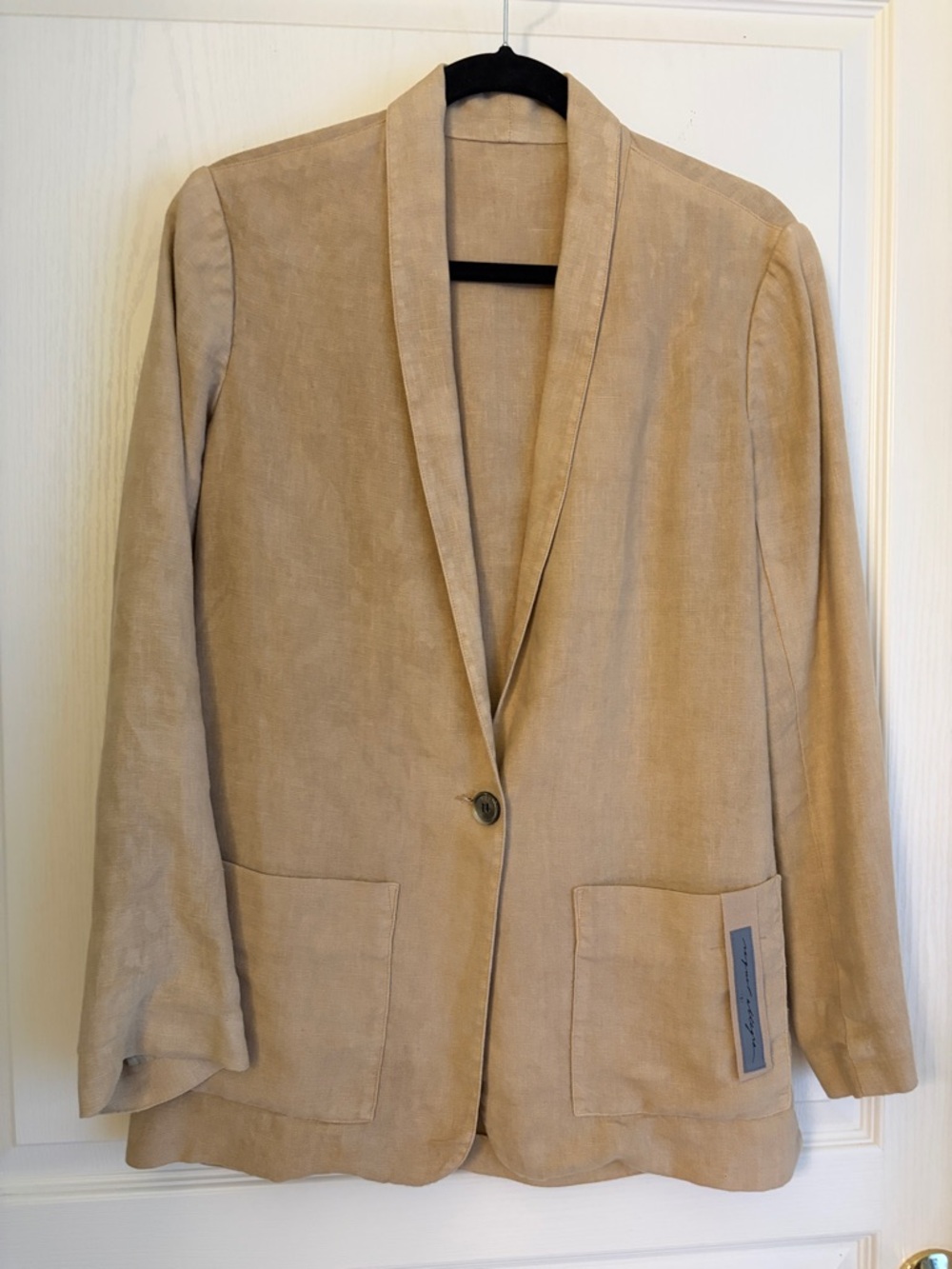 Raquel Allegra Beige Shawl Collar Blazer